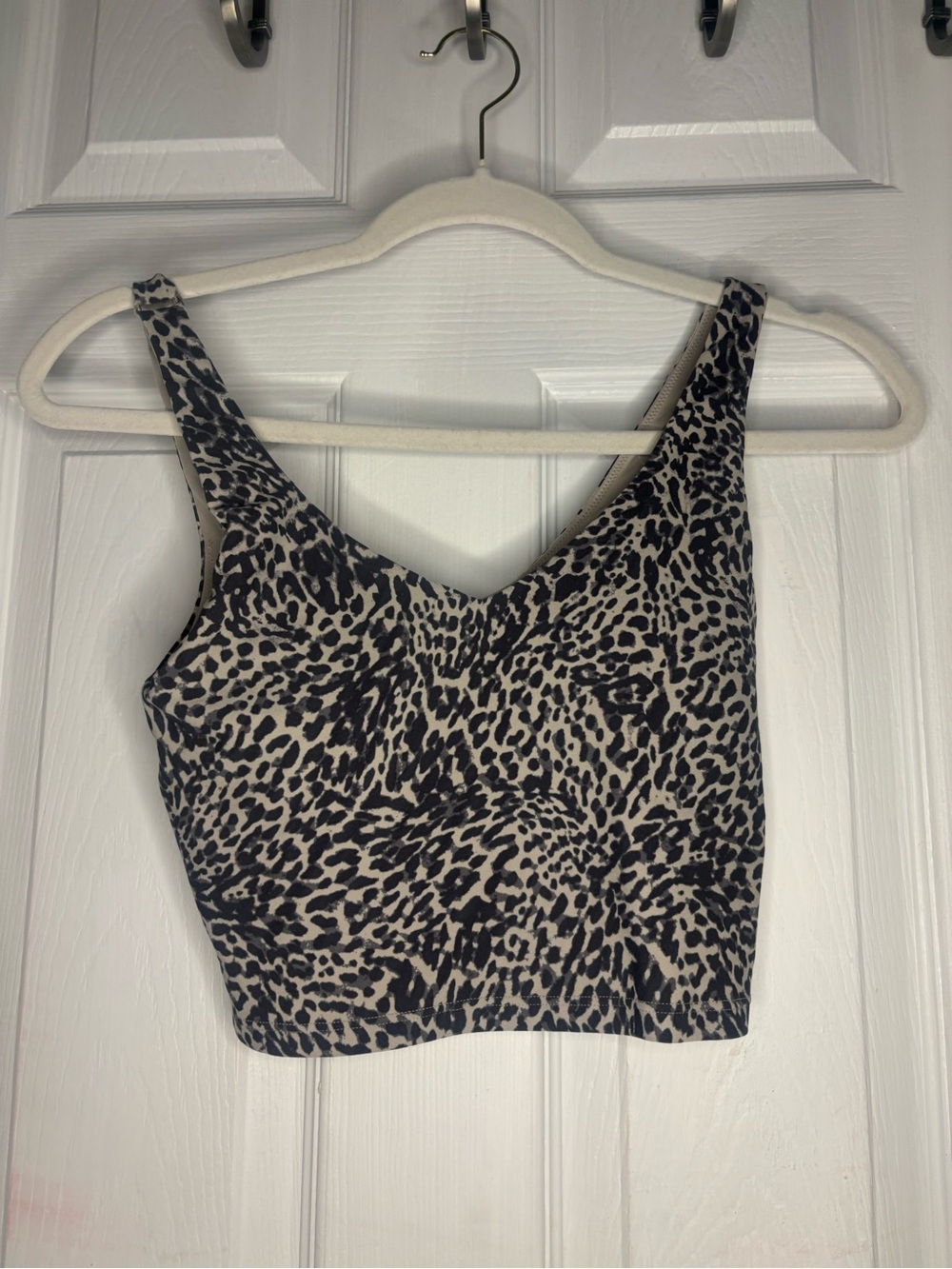 aerie Leopard-Print Crop Tank Top in Black and Cream
